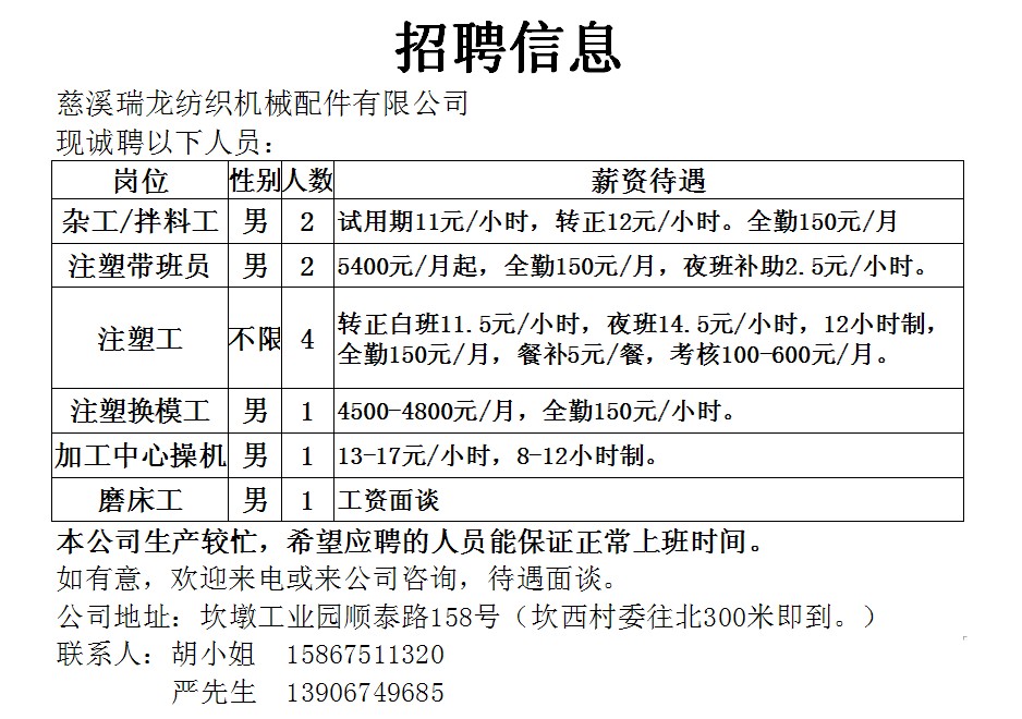 数控车工人才网最新招聘信息汇总